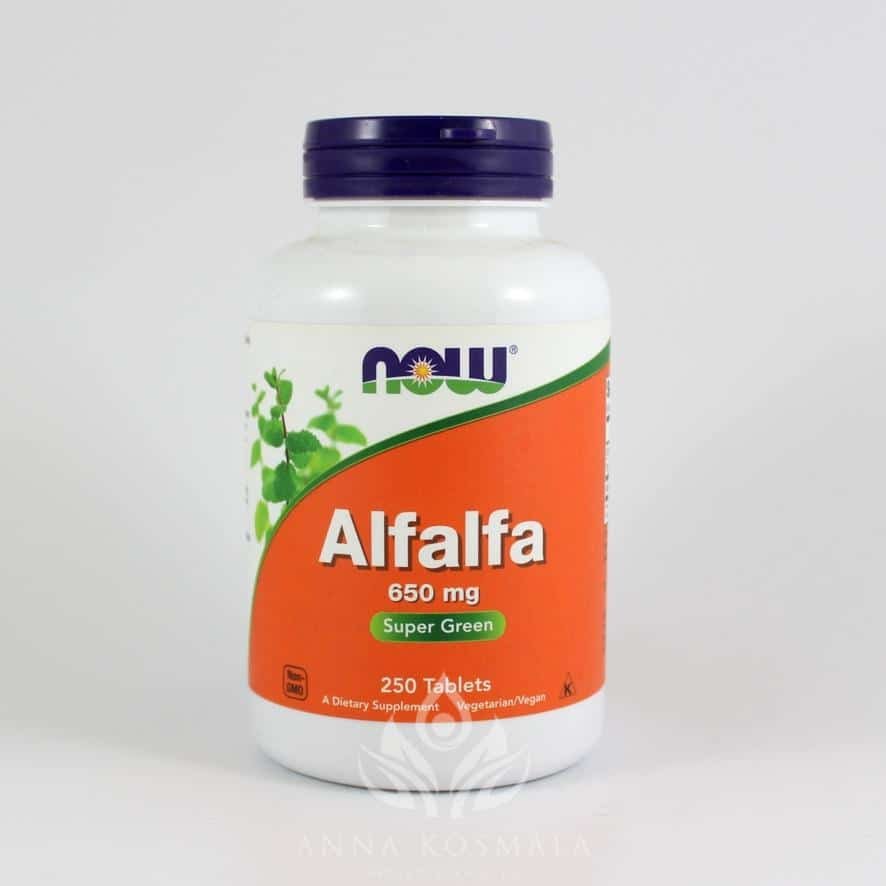 Alfalfa 650mg 250 tabletek Now 1