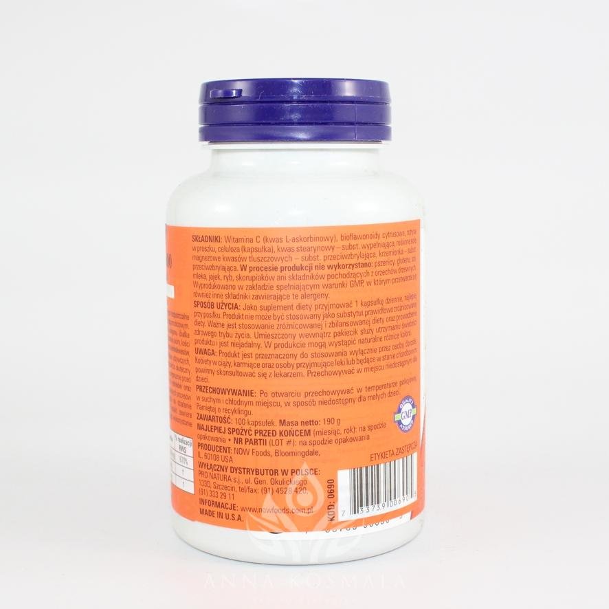 C-1000 witamina c z bioflawonoidami 100 kapsułek Now 3