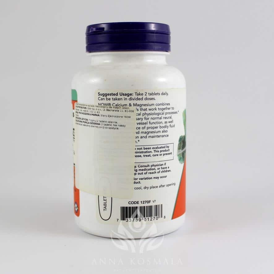 Calcium & Magnesium - Wapń i magnez 2 do 1 100 tabletek Now 3