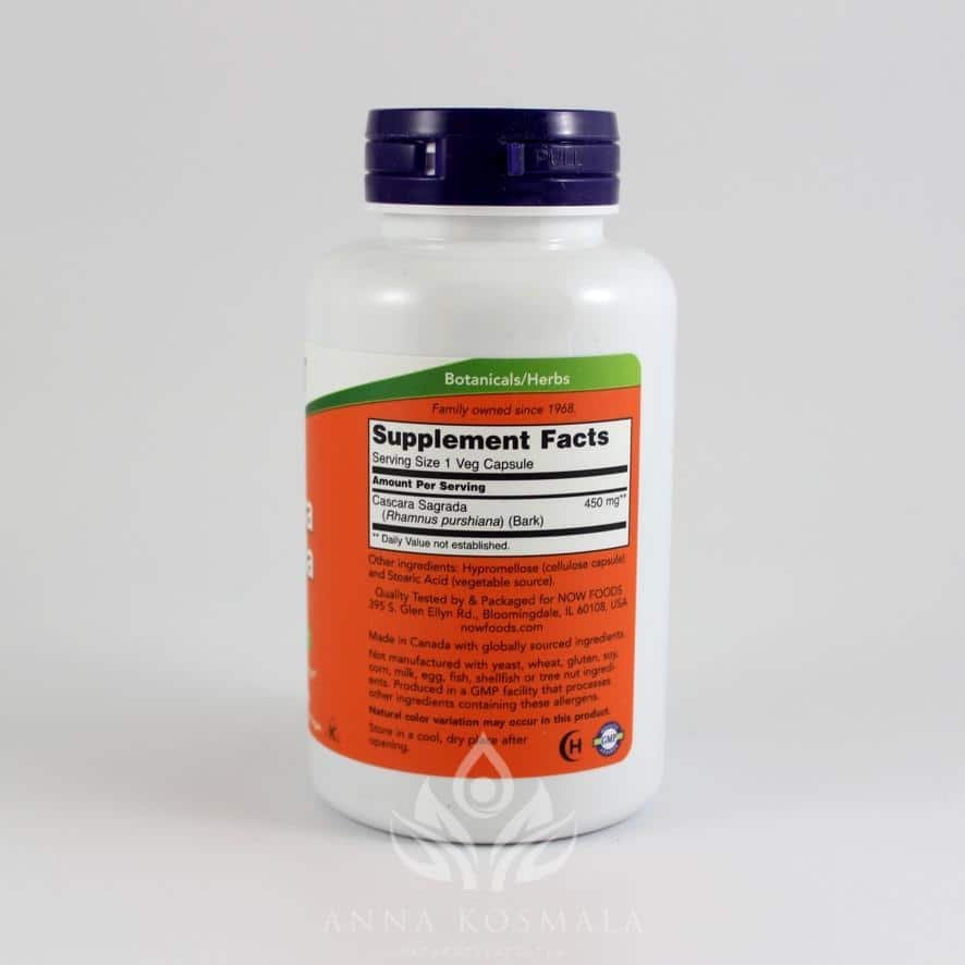 Cascara Sagrada 450 mg 100 kapsułek Now 2