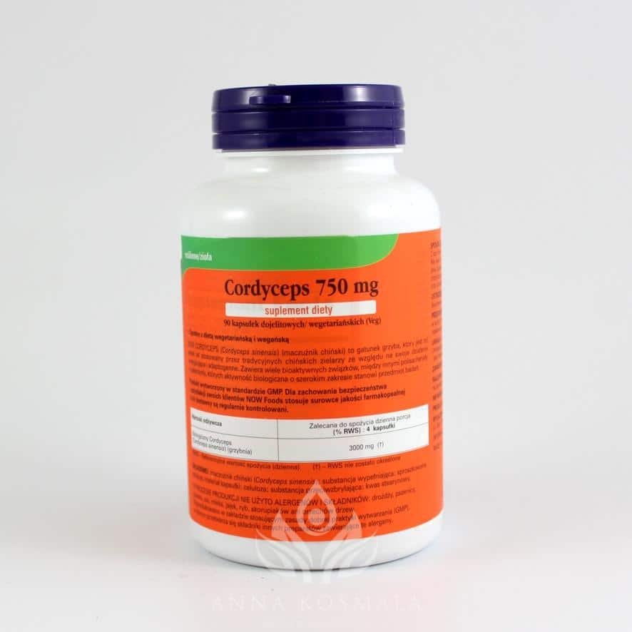 Cordyceps-kordyceps 750mg 90 kapsułek Now 2