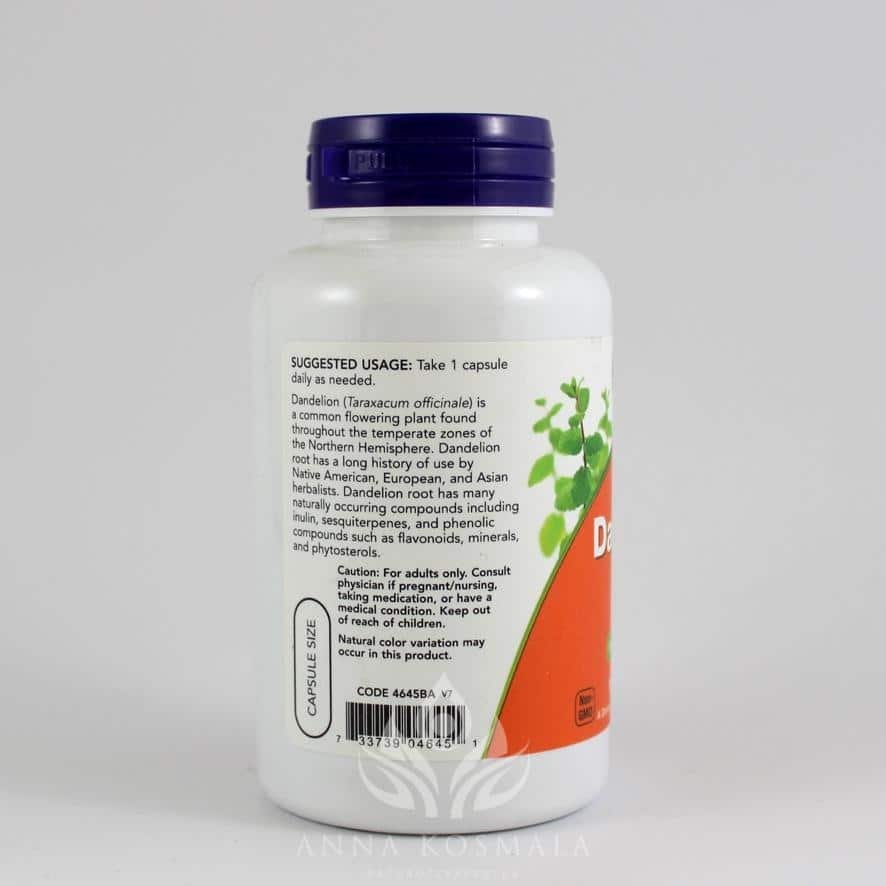 Dandelion Root- korzeń mniszka 500mg 100 kapsułęk Now 3