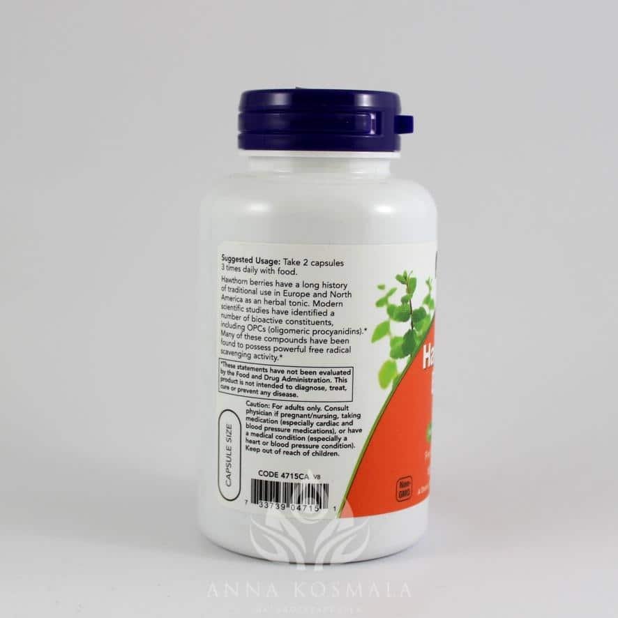 Hawthorn Berry - owoc głogu 540mg 100 kapsulek Now 3