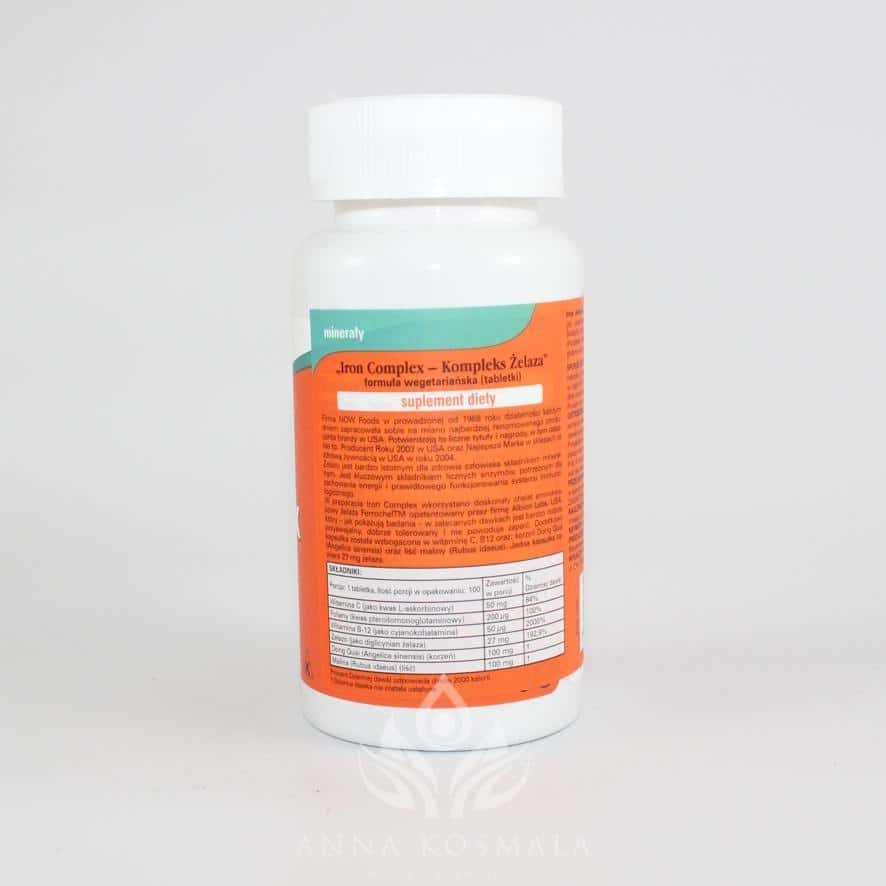 Iron complex- żelazo kompleks 100 tabletek Now 2