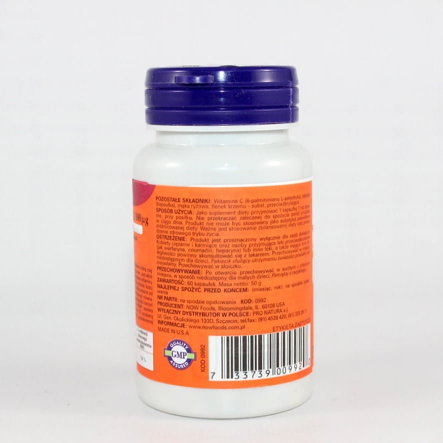 MK-7 vitamin K-2 100mcg 60 kapsułek Now 2