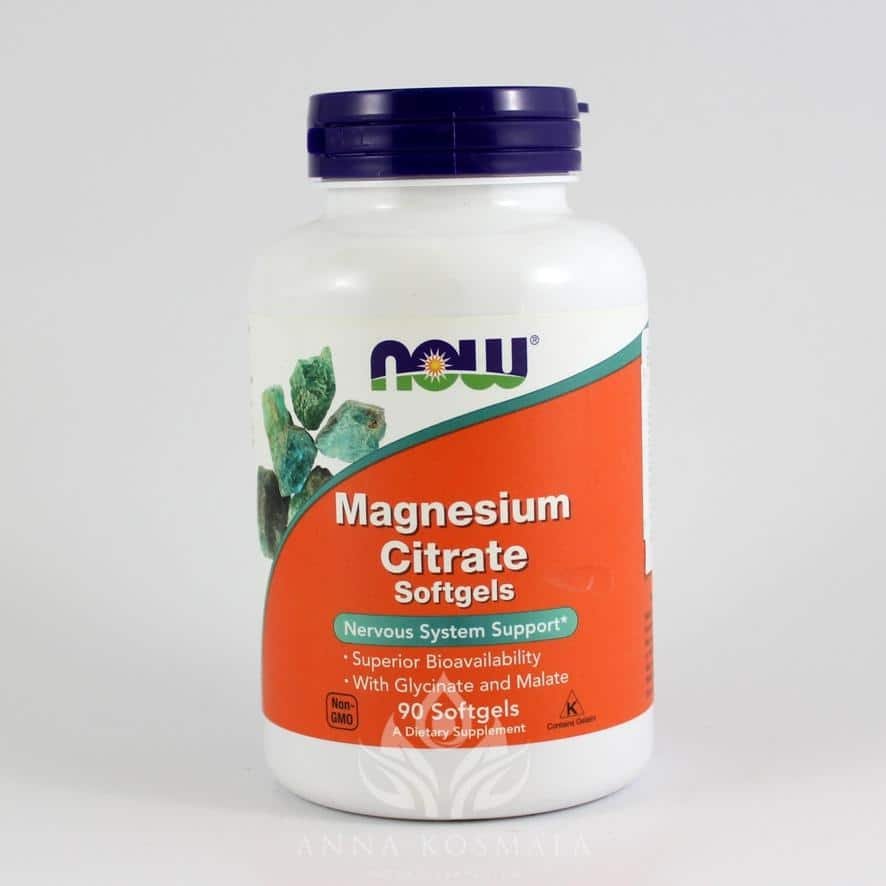 Magesium Citrate -cytrynian magnezu 90 kapsułek Now 1