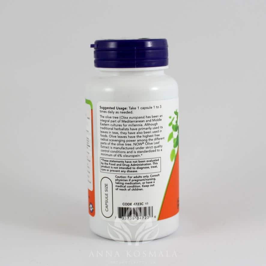 Olive Leaf Extract-Oliwa z oliwek ektrak 60 kapsułek Now 3