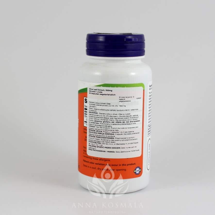 Olive Leaf Extract-Oliwa z oliwek ektrakt 60 kapsułek Now 2