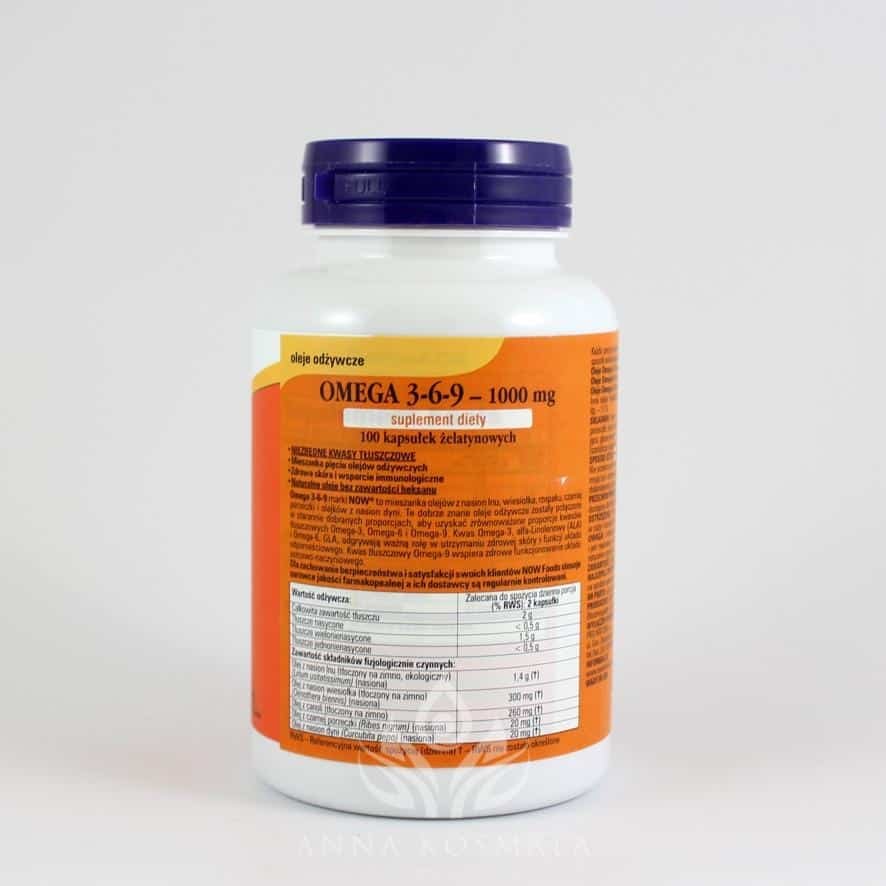 Omega 3-6-9 1000mg 100 kapsułek Now 2