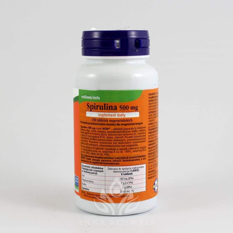 Spirulina 500mg 100 tabletek Now 2