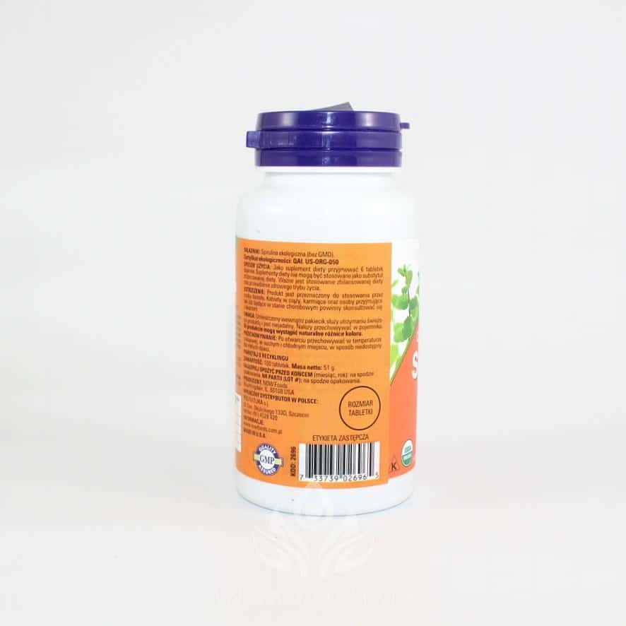 Spirulina 500mg 100 tabletek Now 3