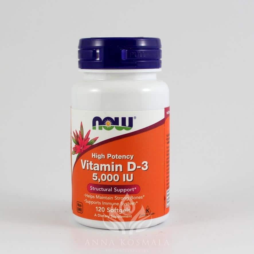 Vitamin D-3 5000IU -witamina D3 120 kapsułek Now 1