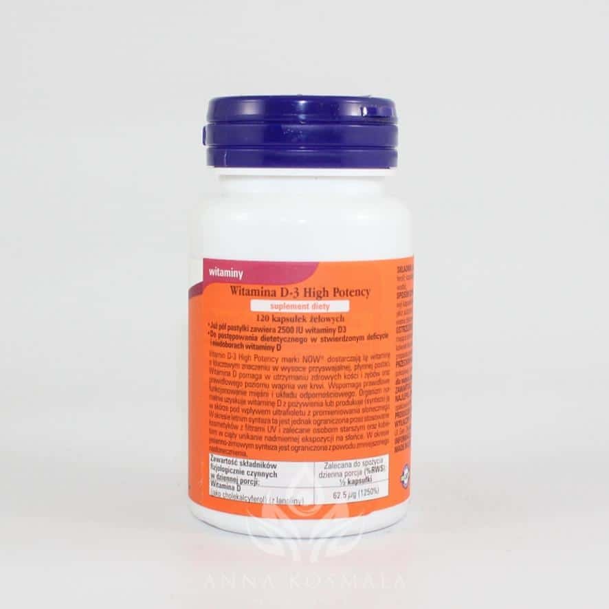 Vitamin D-3 5000IU -witamina D3 120 kapsułek Now 2