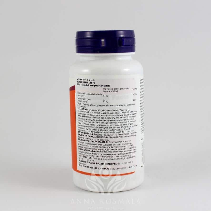 Vitamin D-3 & K-2 120 kapsułek Now 2