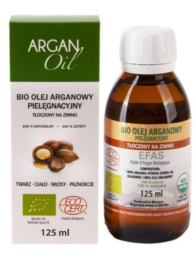 100% BIO - czysty olej arganowy z Maroka do pielęgnacji ciała oraz włosów z certyfikatem ECOCERT 125 ml