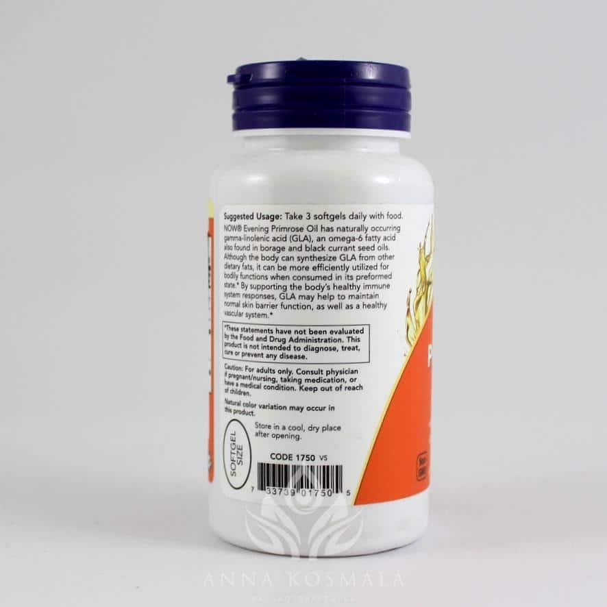 Evening Primrose Oil -olej z wiesiołka 500mg 100 kapsułek Now 3