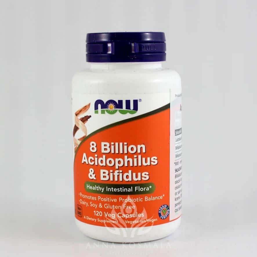 8 Bilion Acidophilus & Bifidus 120 kapsułek Now 1 8 Billion Acidophilus & Bifidus 120 kapsułek