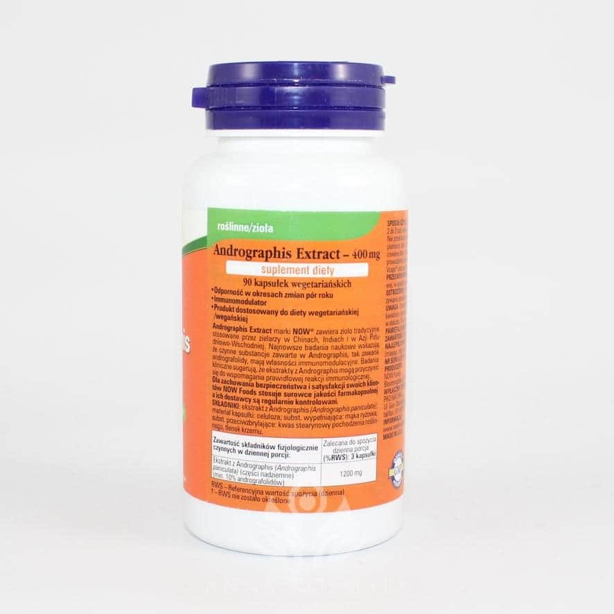 Andrographis Extract 400mg 90 kapsułek Now 2