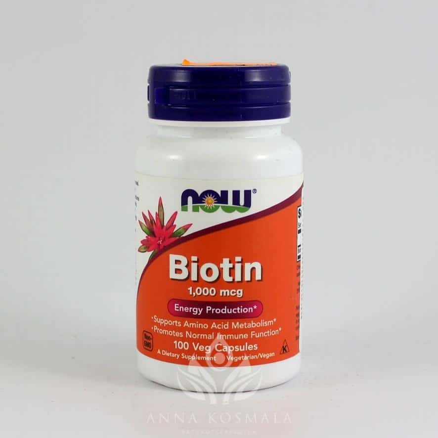 Biotin- biotyna 1 mcg 100 kapsułek Now 1 Biotin (Biotyna) 1 mcg 100 kapsułek