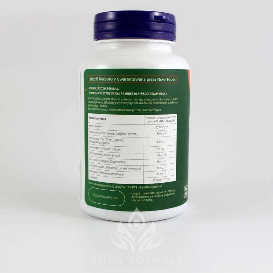 Candida support plus - zdrowe jelita 90 kapsułek Now 3