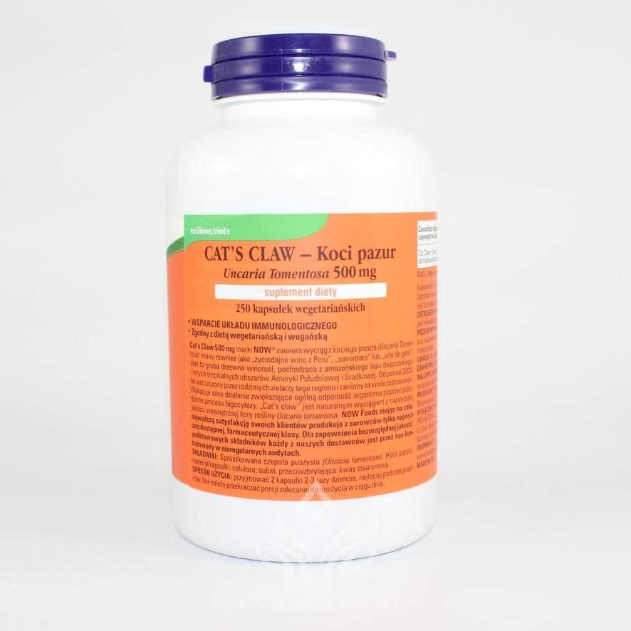 Cat's Claw -koci pazur 500mg 250 kapsułek Now 2