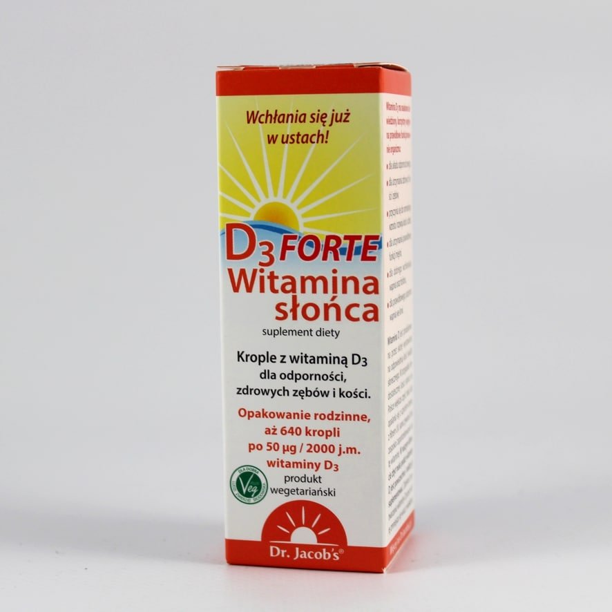 D3 Forte w kroplach Dr Jacobs 1 Witamina słońca D3 Forte w kroplach 20 ml