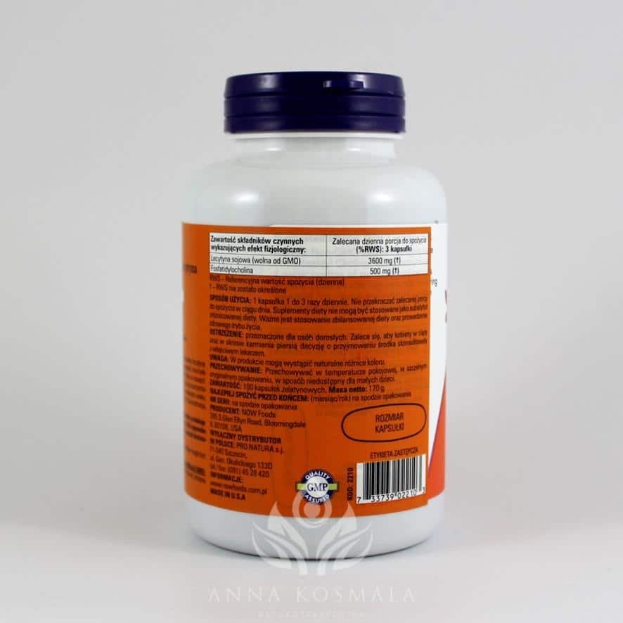 Lecitin 1200mg 100 kapsułek Now 2