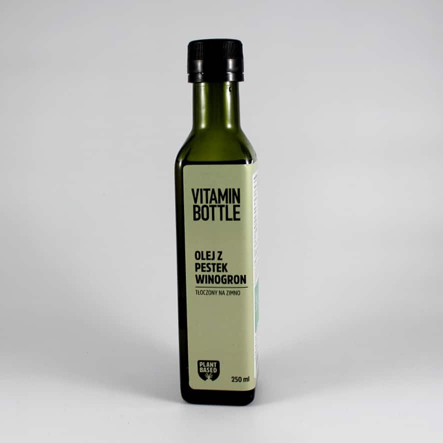 Olej z pestek winogron 250 ml Vitamin Bomb 1 Olej z pestek winogron (tłoczony na zimno) 250 ml Vitamin Bottle