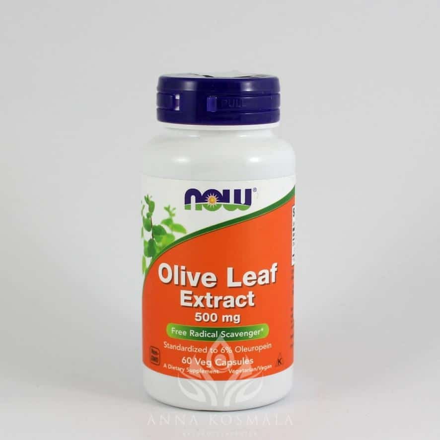 Olive Leaf Extract-Oliwa z oliwek ektrak 60 kapsułek Now 1 Olive Leaf Extract (Liść oliwny ekstrakt) 500 mg 60 kapsułek