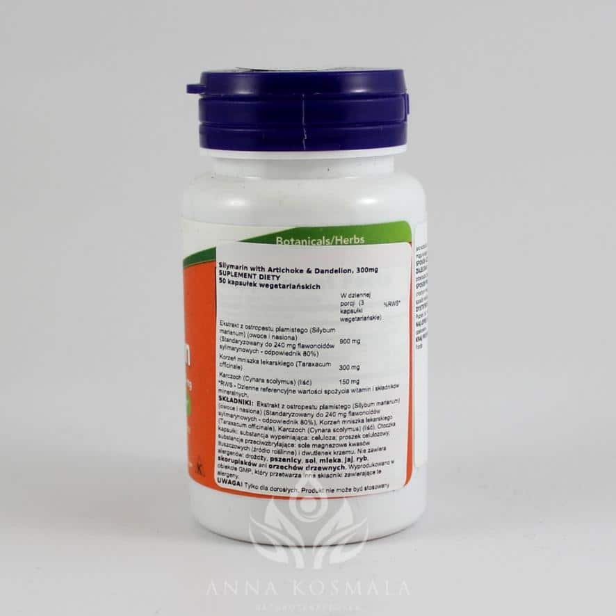 Silymarin -sylimaryna ekstrakt 300mg 50 kapsułek Now 2