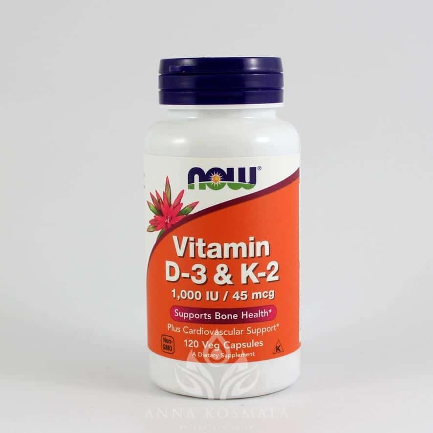 Vitamin D-3 & K-2 120 kapsułek Now 1 Vitamin D-3 1000 IU & K-2 45 mcg 120 kapsułek