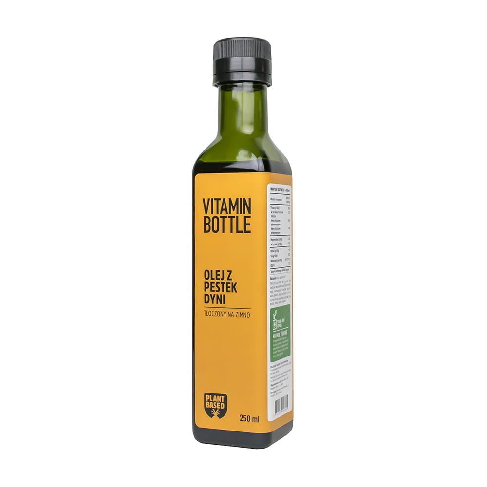 olej z pestek dyni Olej z pestek dyni tłoczony na zimno 250 ml Vitamin Bottle