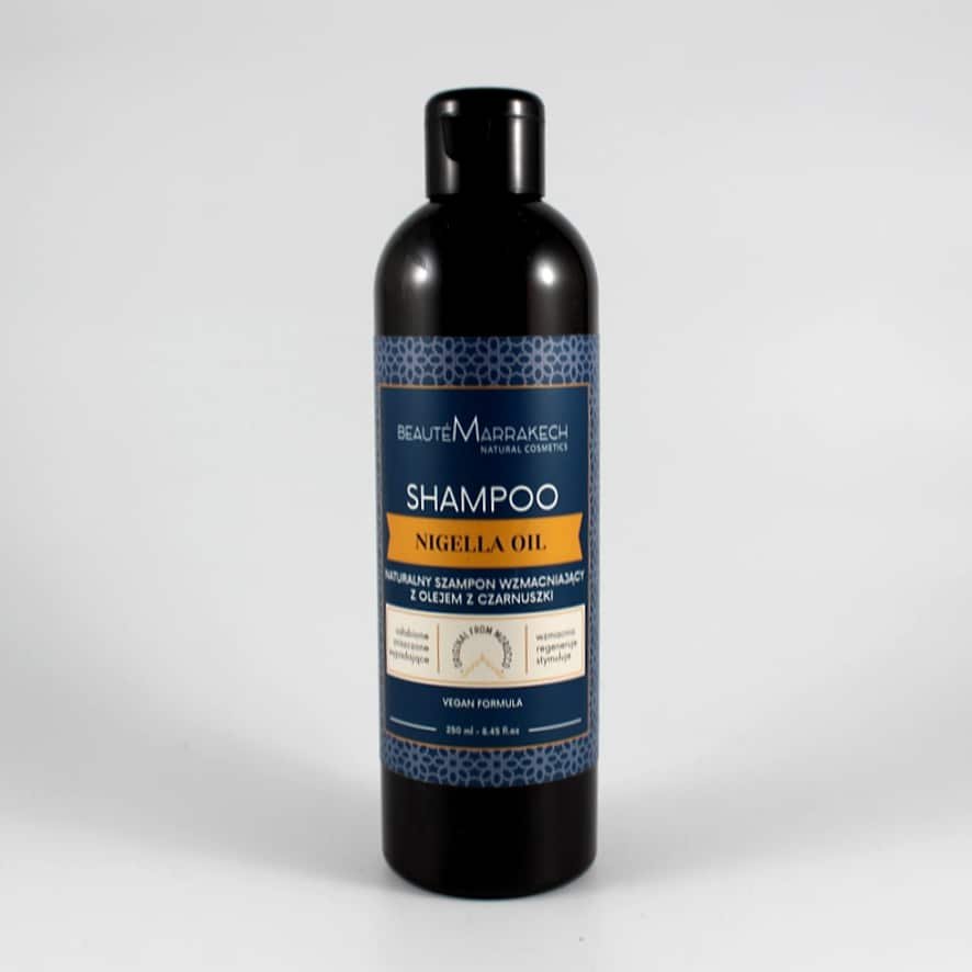 Shampoo z olejem z czarnuszki Beaute Marrakech 250ml 1 Szampon wzmacniający z olejem z czarnuszki (Shampoo Nigella Oil) 250 ml Beaute Marrakech