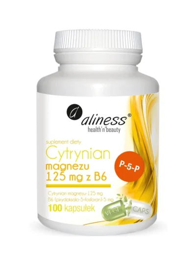 Cytrynian Magnezu 125 mg + Witamina B6 (100 kaps) Aliness